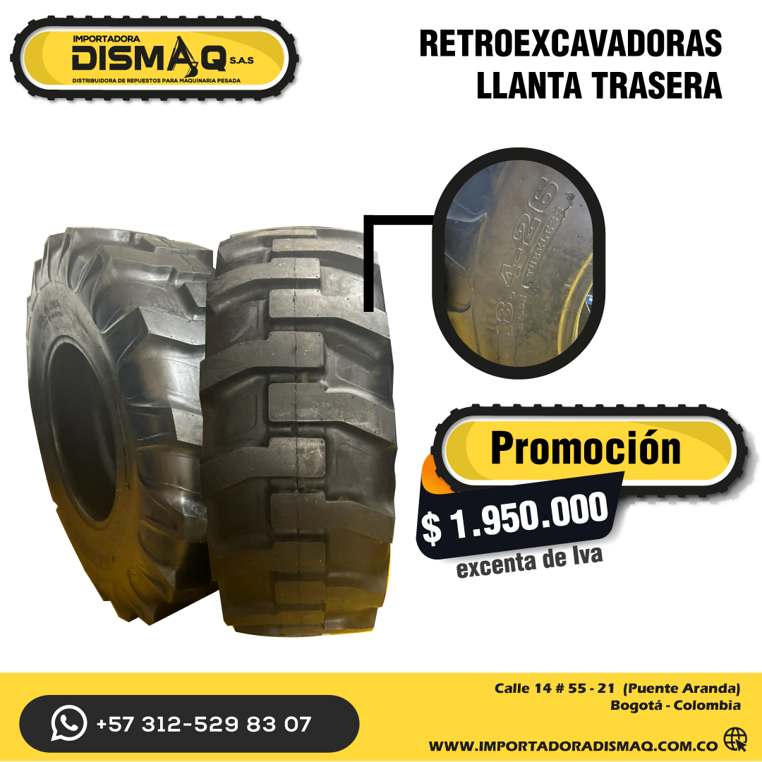 LLANTA TRASERA PARA RETROEXCAVADORA - Imagen 2